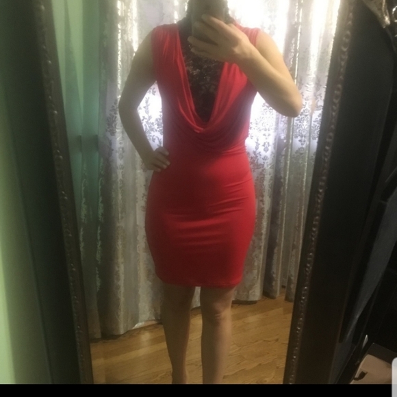 ArdenB red turtle neck  bodycon dress - Picture 7 of 7